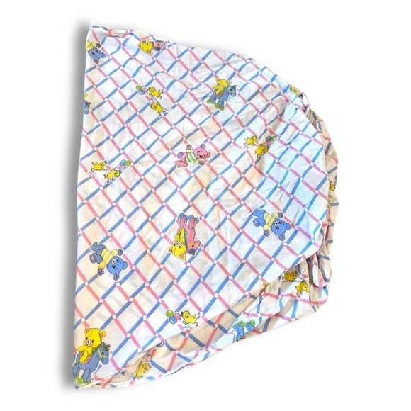 Vintage Cotton Duck/Bear print fitted crib sheet pillowcase Baby Nursery set - Picture 6 of 8